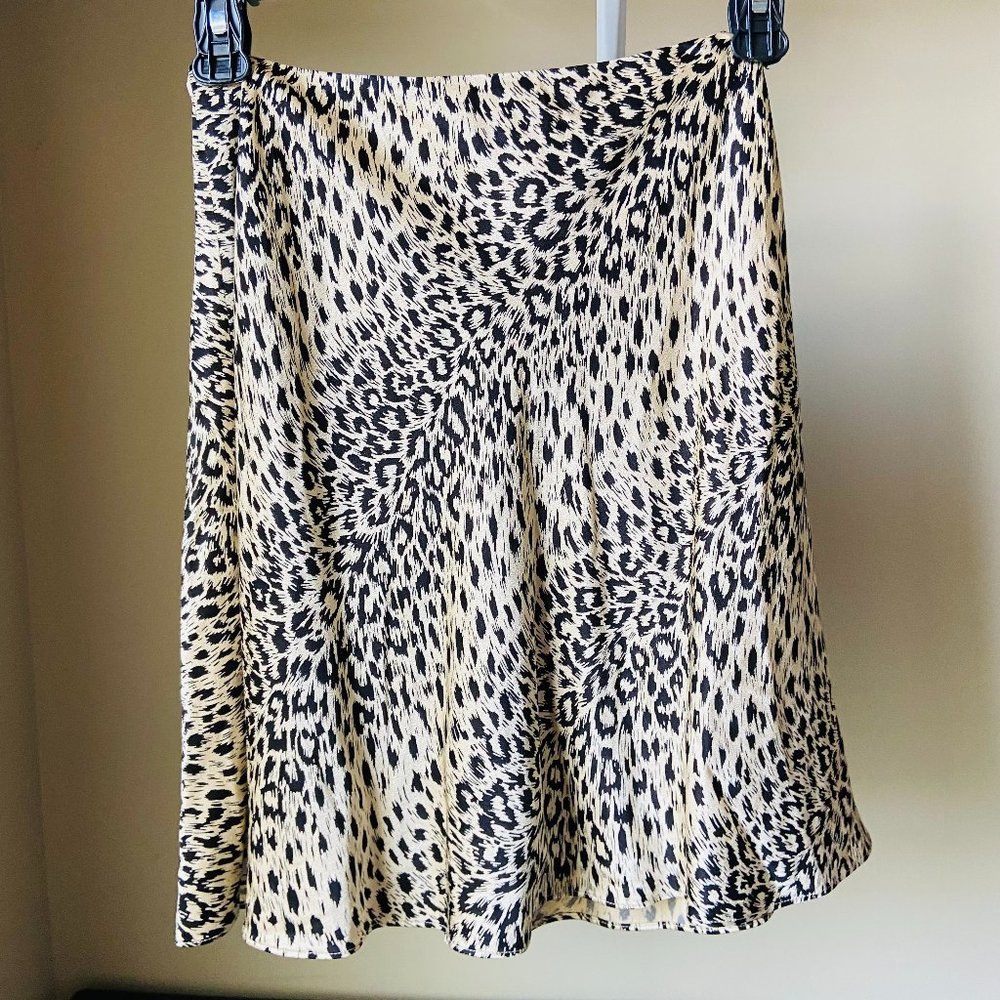 Leopard Print Silk Skirt